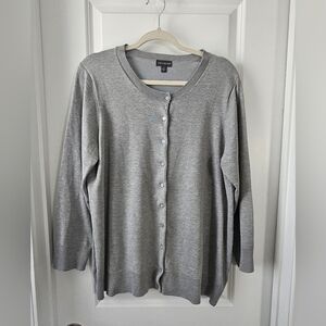 The Limited Lightweight Gray Button-Front Cardigan